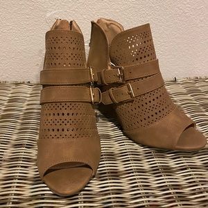 Report brown  peep toe booties